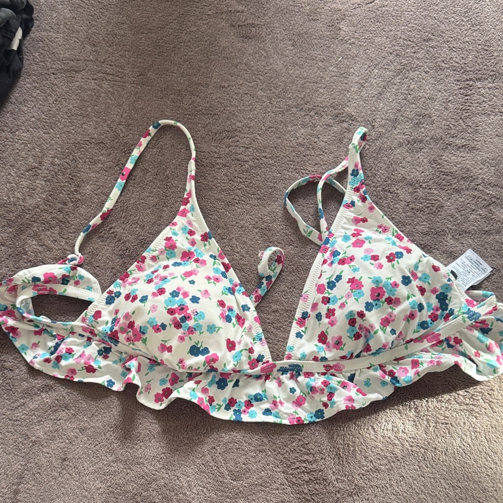 J. Crew Floral Bikini Top with Ruffle